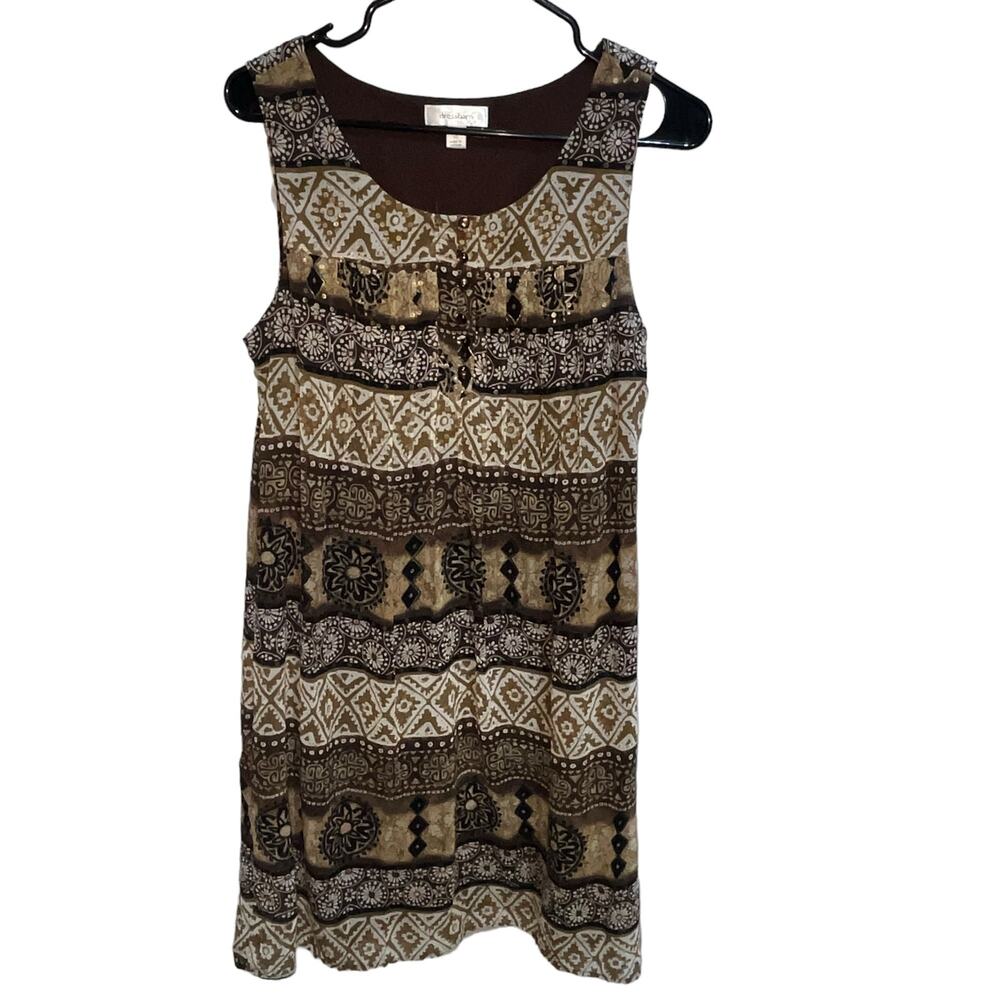 Dress Barn Brown Cream Sleeveless Dress 10